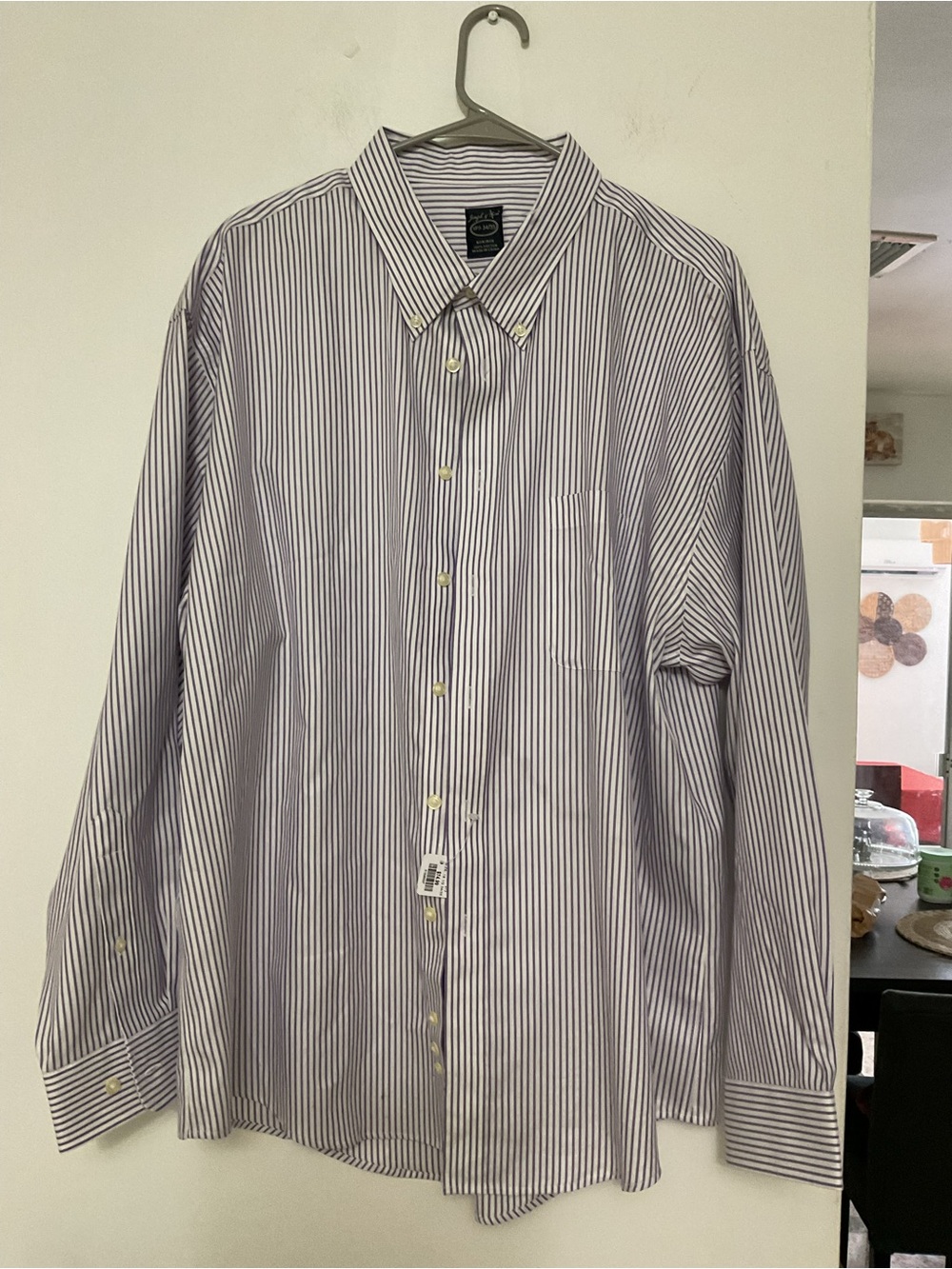 Joseph & Feiss White Shirt with Thin Blue Stripes